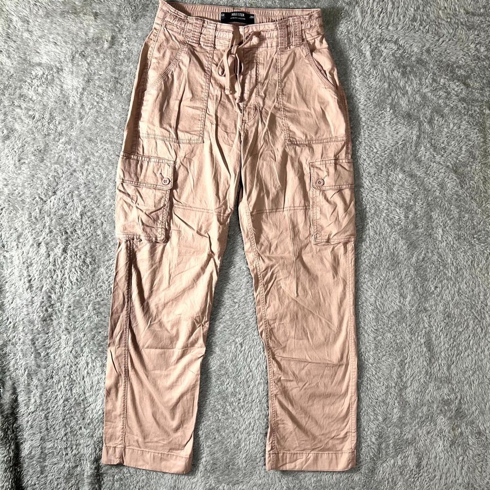 Hollister Ultra High Rise Dad Cargo Pants Womens 6R Pink Cotton Straight Leg